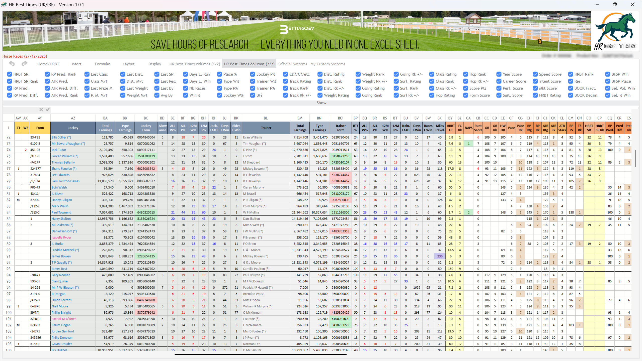 HR BEST TIMES - Horse Racing Software